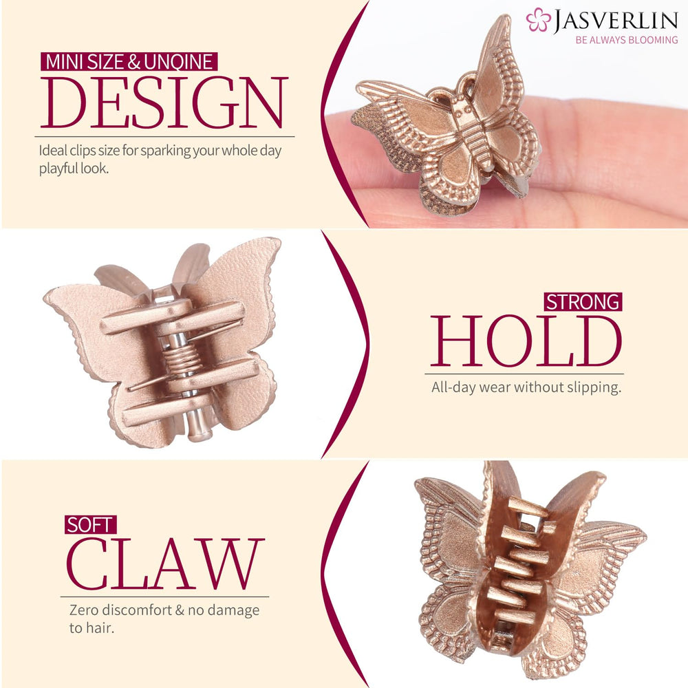 JASVERLIN clips mariposa mini, no resbalan y mantienen el peinado todo el día.
