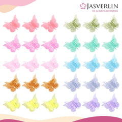 Conjunto de clips mariposa en 10 colores translúcidos para peinados variados.