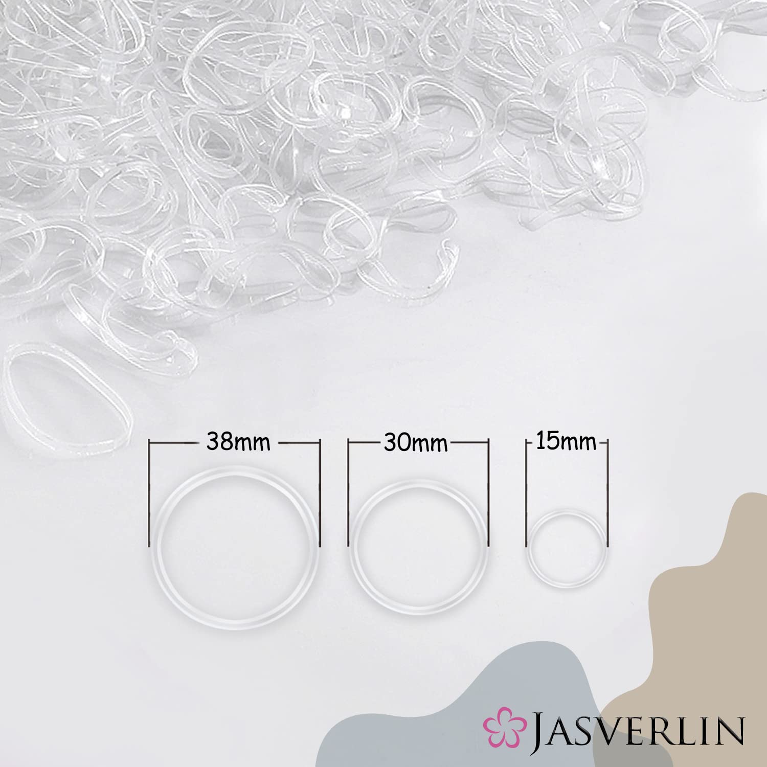 JASVERLIN elástico 15 mm para cabello fino, uso infantil.