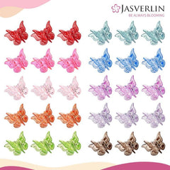 Pinza mariposa mini de JASVERLIN con brillo rosa para fiestas.