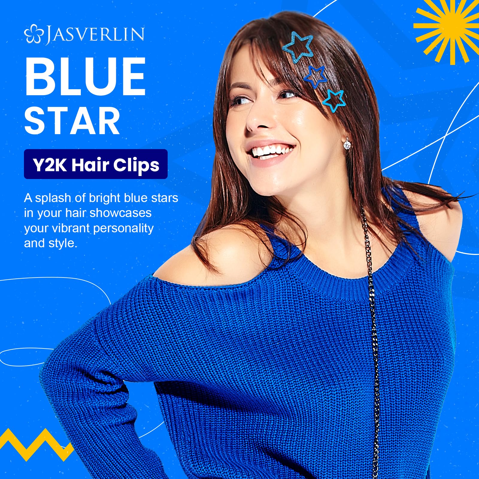 JASVERLIN star clip royal blue glitter detail ideal for parties