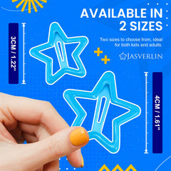 JASVERLIN star clip sky blue closeup shows glitter finish