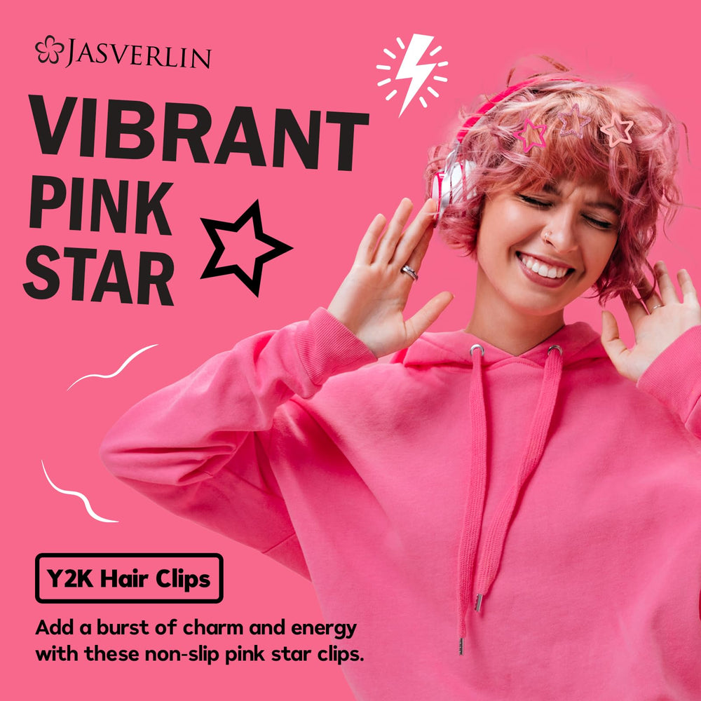 JASVERLIN fuchsia pink small star clip brightens hairstyles