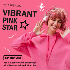 JASVERLIN fuchsia pink small star clip brightens hairstyles