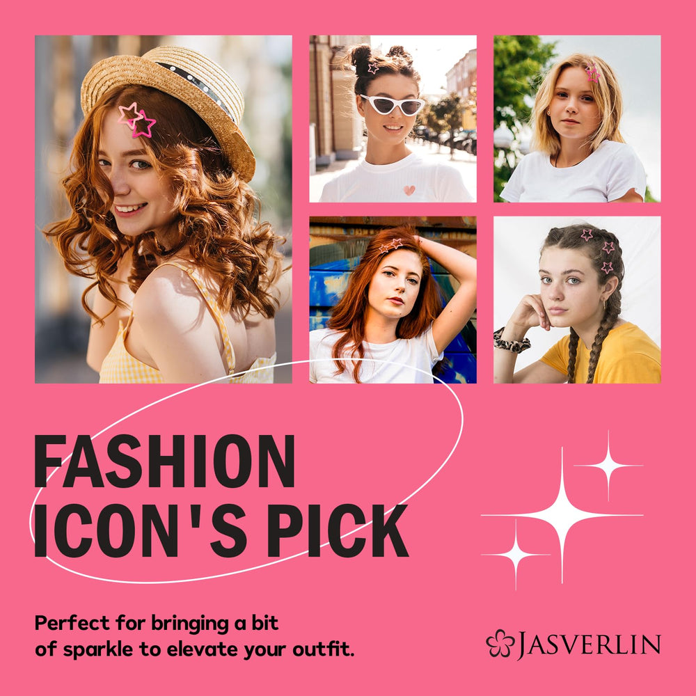 JASVERLIN glitter pink small star clip adds shimmer to looks