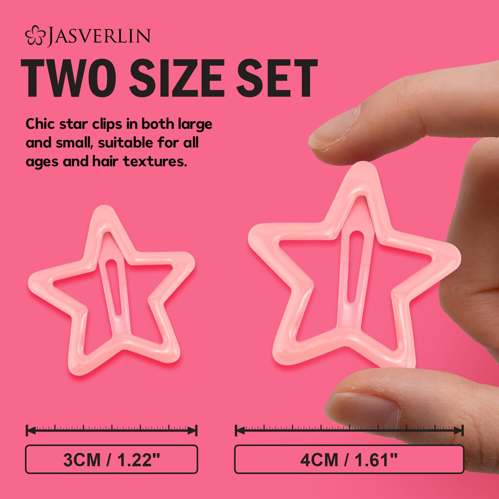 JASVERLIN pink large star snap clip adds bold accent and grip