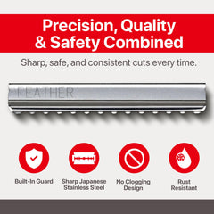 Jatai single-edge guarded blade close-up for safe shaping.
