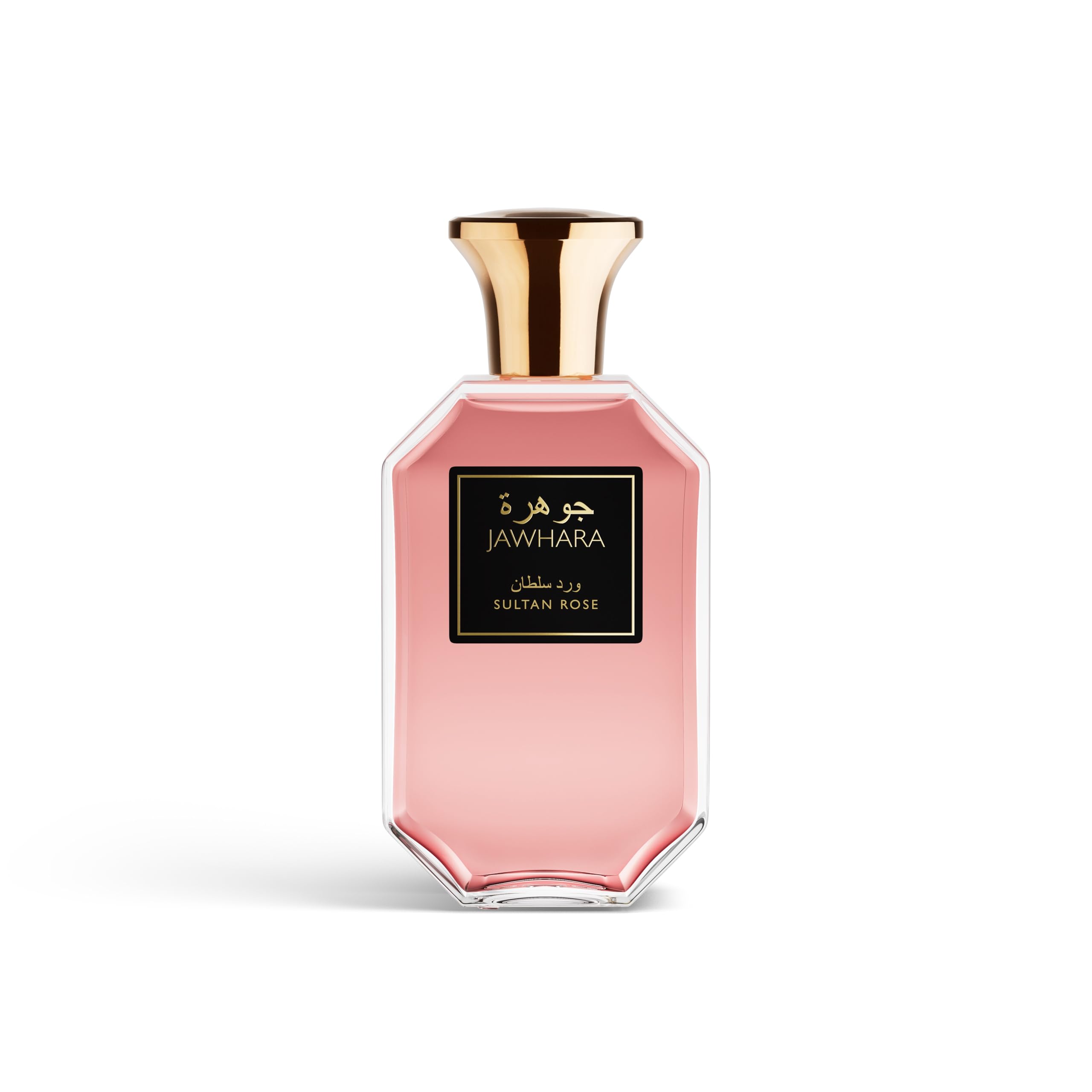 Jawhara Sultan Rose bottle showcases elegant packaging for daily unisex wear