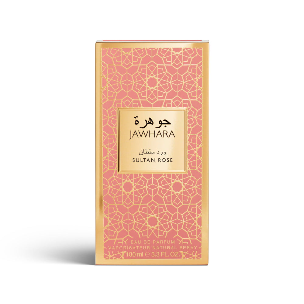 Jawhara Sultan Rose heart notes image reveals Taif Rose and Peony for a refined scent profile