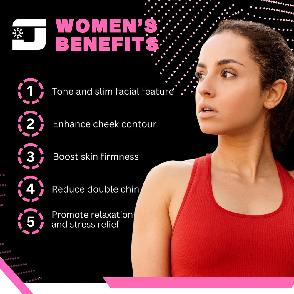 Jawline trainer in hands-free use for on-the-go facial workouts.
