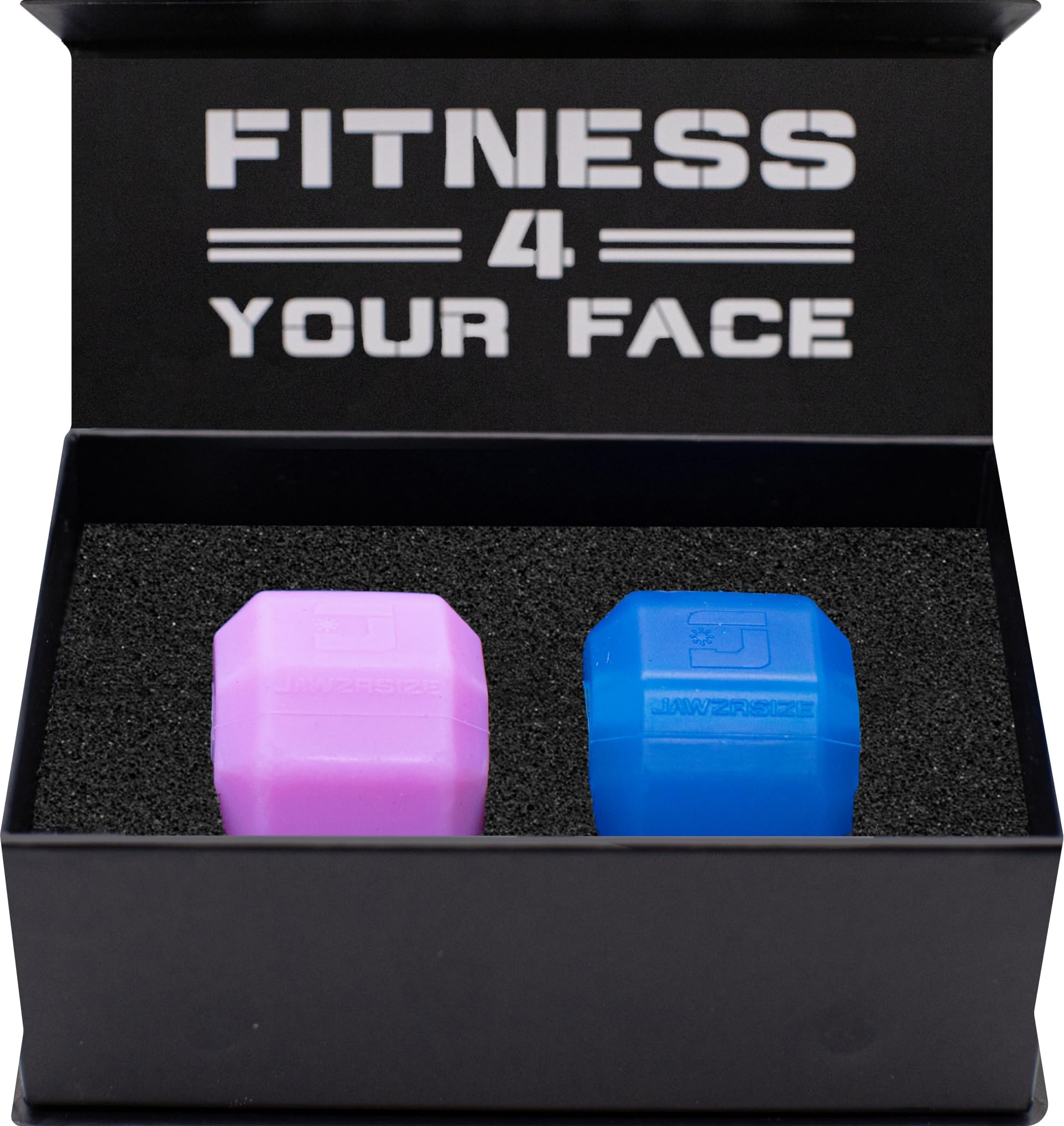 Jawzrsize women's jaw exerciser close-up on face, highlighting facial toning potential.