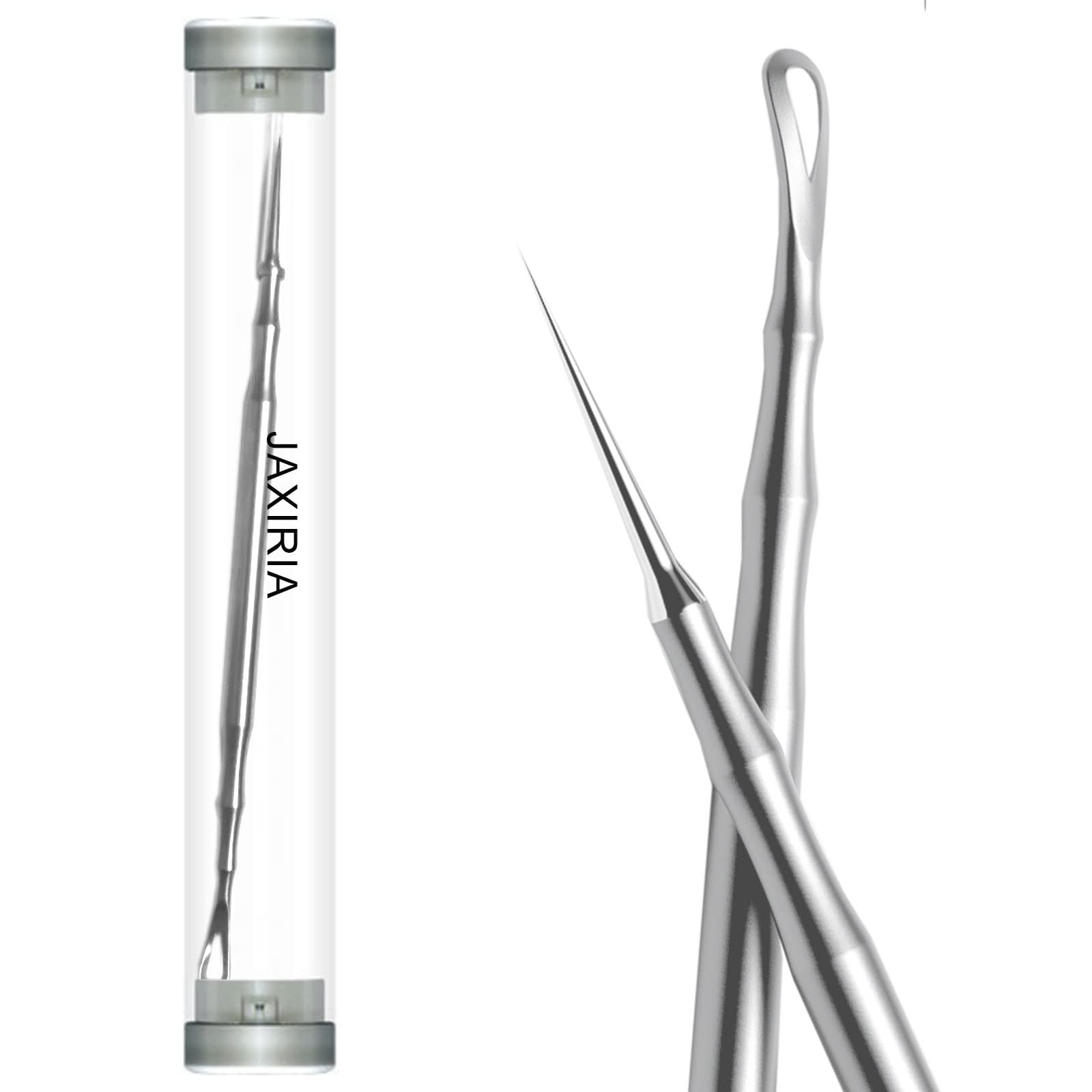 Jaxiria pointed blackhead removal tool front view for precise extraction.