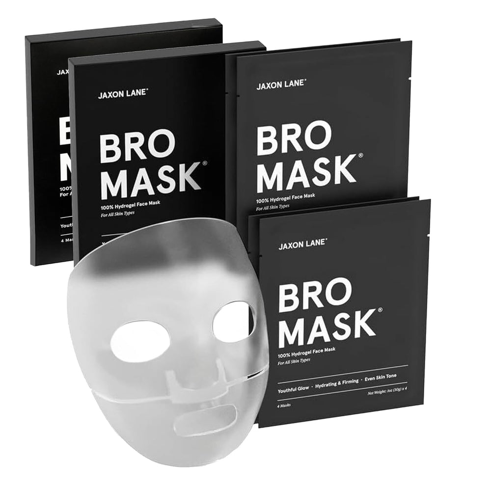 JAXON LANE BRO MASK hydrogel top-half applied for targeted beard-area moisture