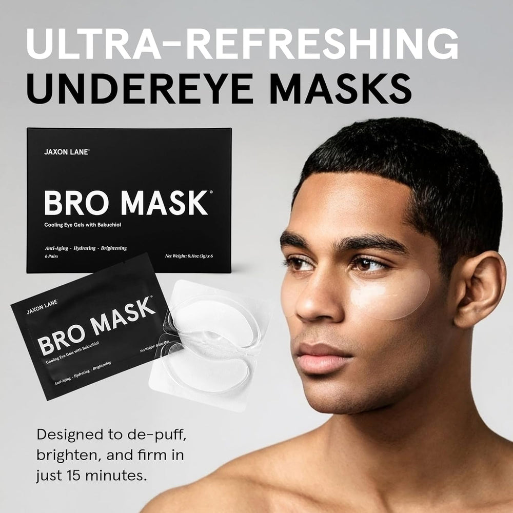 JAXON LANE men's eye patches target dark circles for a brighter, awake look.