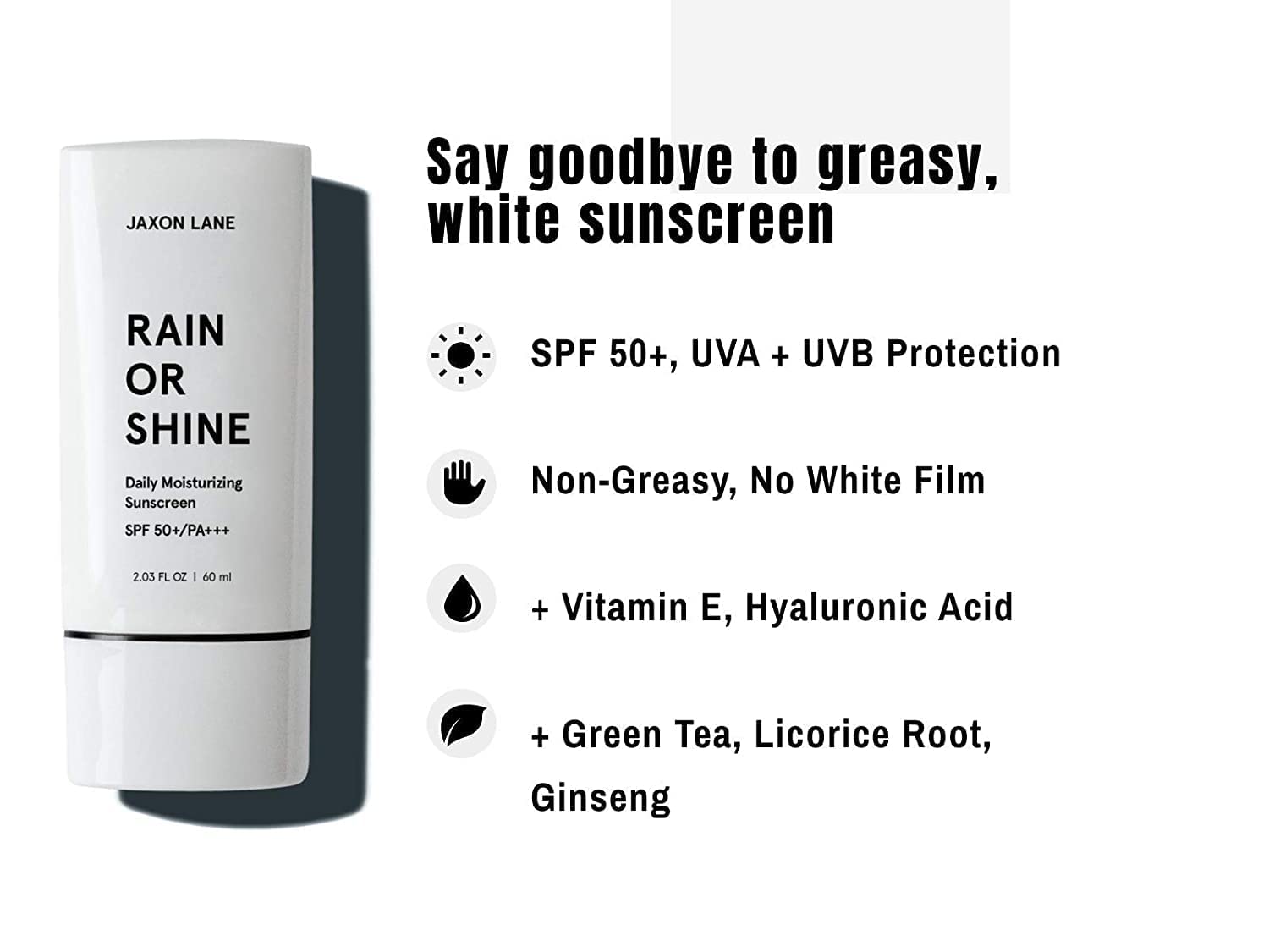 JAXON LANE Rain or Shine packaging ready for daily sun protection.