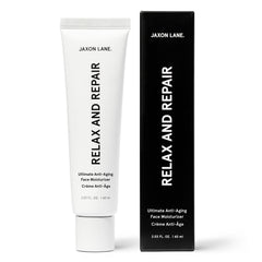 JAXON LANE Relax and Repair bottle front view, daily anti-aging moisturizer for men.