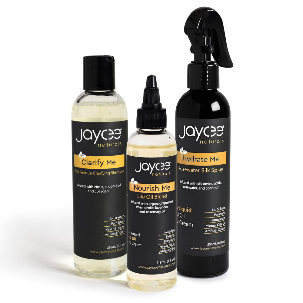 Jaycee Naturals clarifying shampoo bottle for a fresh scalp and clean locs