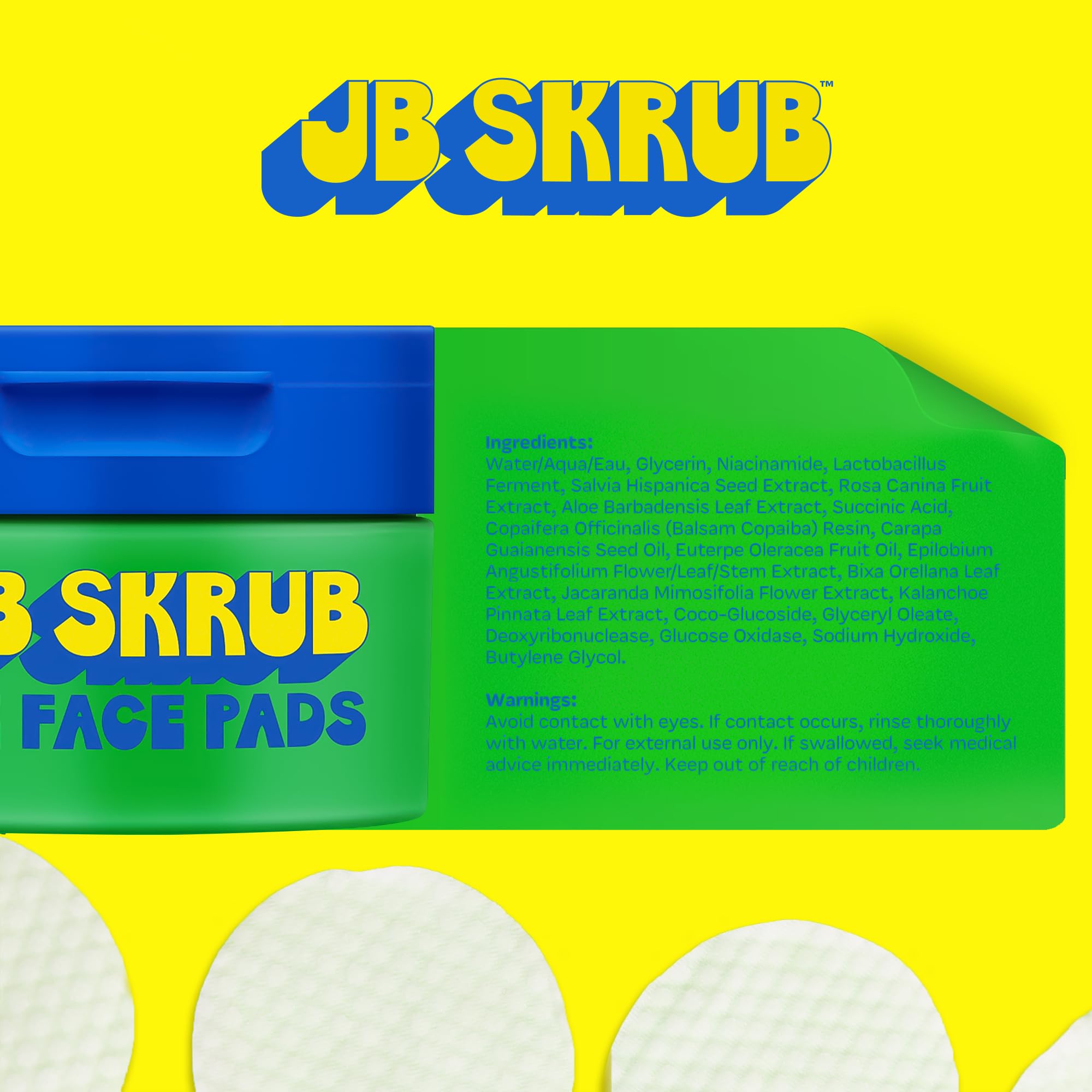 JB SKRUB almohadillas faciales para niños, limpieza suave para piel grasa
