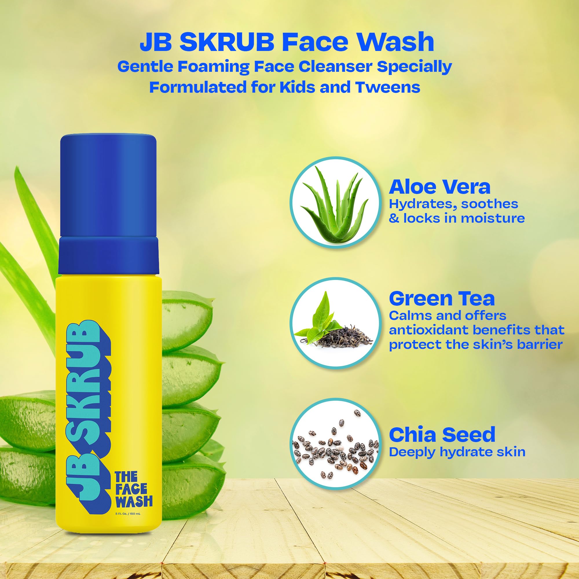 JB SKRUB con aloe vera y chía cuida la piel sensible.