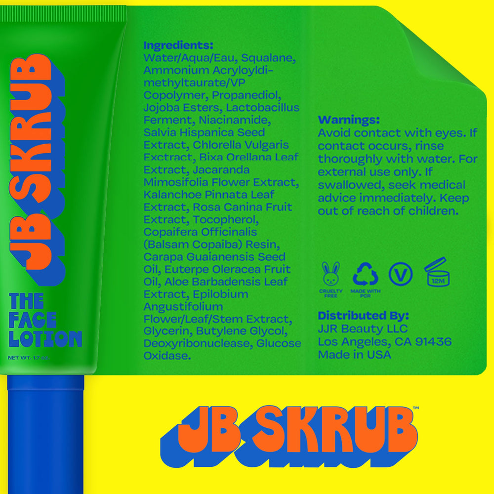 Textura ligera de JB SKRUB para absorción rápida.