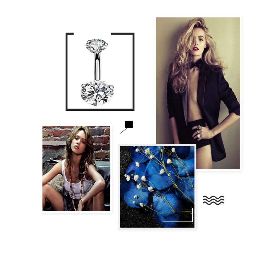 Anillo de ombligo Jconly con zirconia, estilo seguro