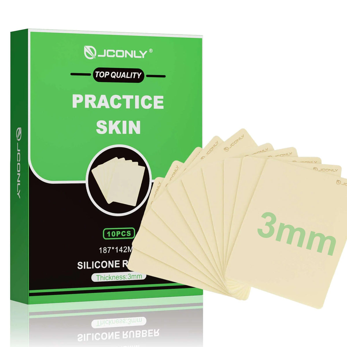 Jconly Premium tattoo skin 3mm front view for precise microline practice.