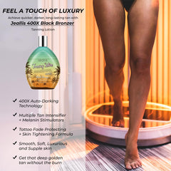 Lotion is being applied for an even indoor or outdoor tan.