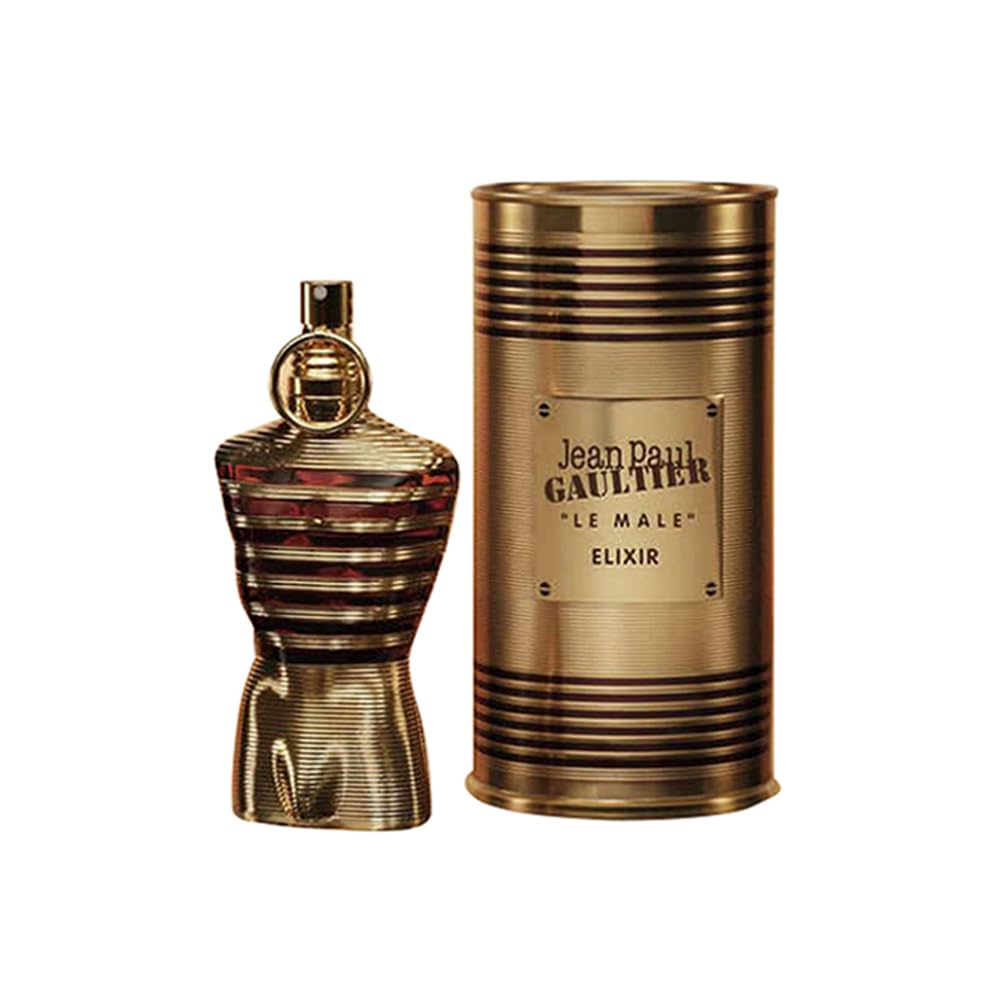 Jean Paul Gaultier Le Male Elixir bottle front view for confident daily wear