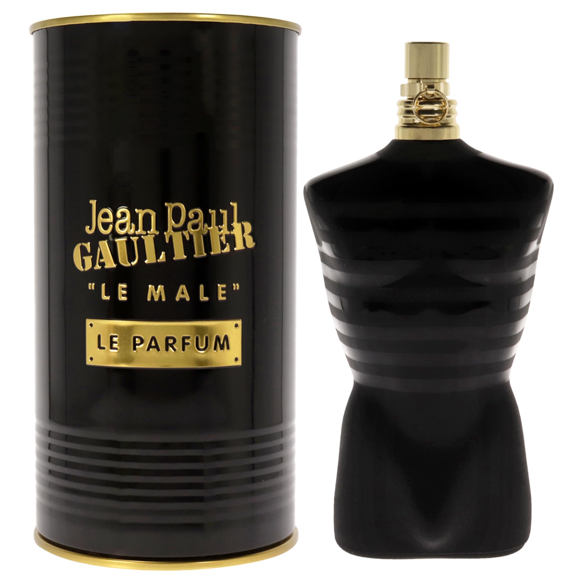 Jean Paul Gaultier Le Male Le Parfum bottle front, amber-vanilla allure for evening wear.