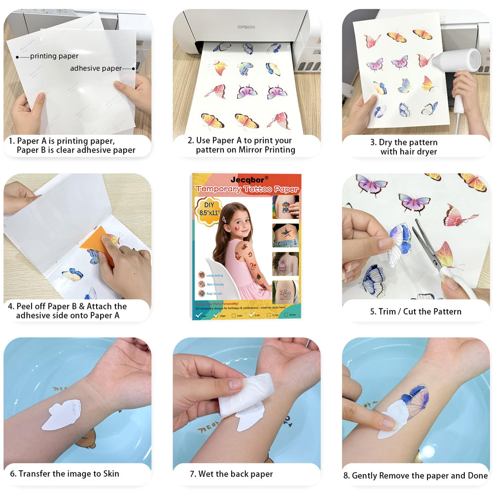 Jecqbor transferencia clara para tatuajes, adhesivo duradero.