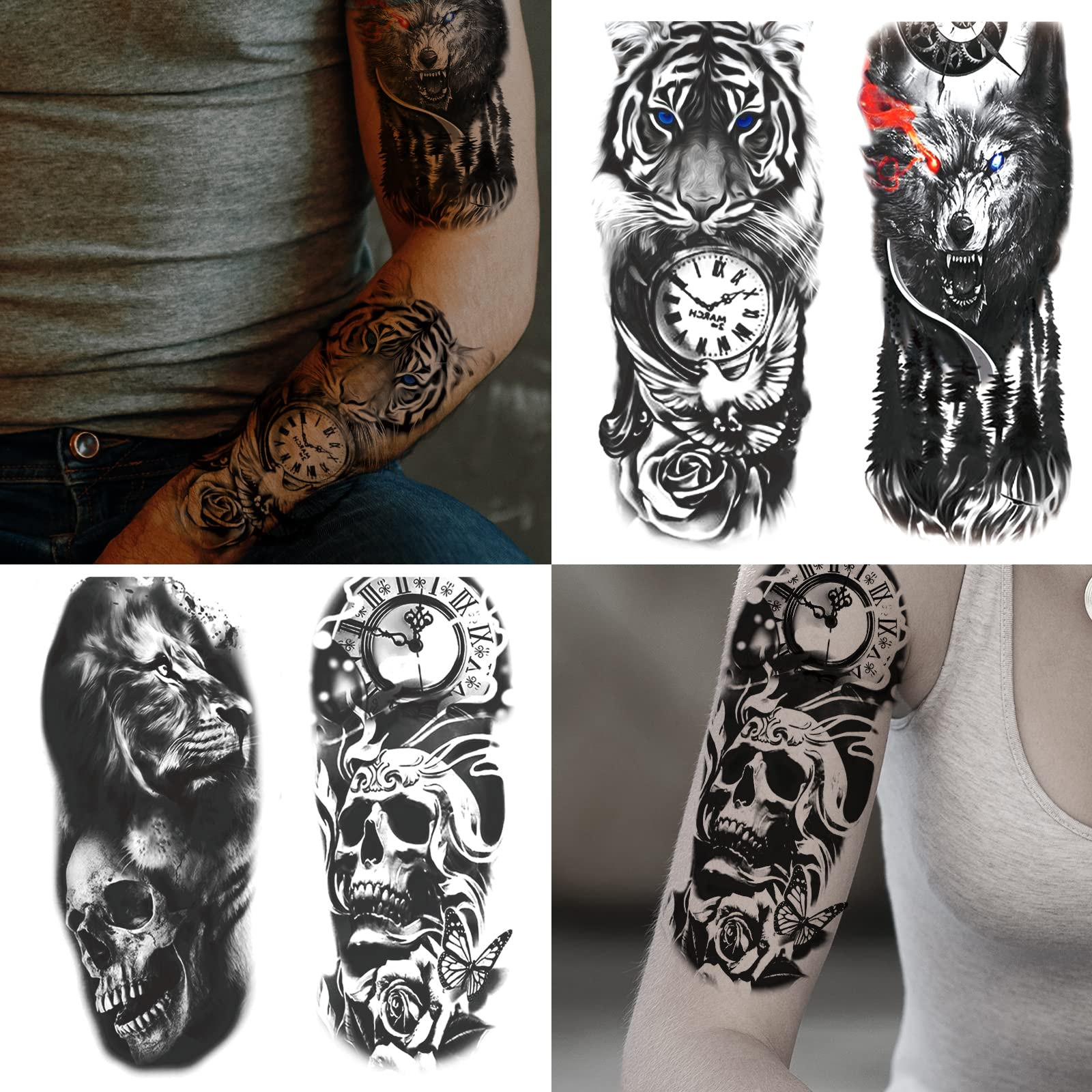 Tatuaje temporal JEEFONNA de calavera para un look punk