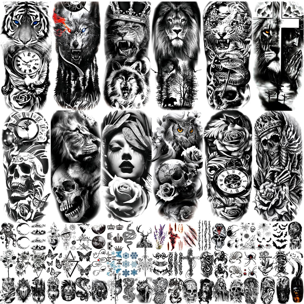 Tatuaje temporal JEEFONNA de león en 3D para un look audaz en eventos