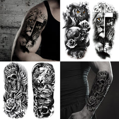 Tatuaje temporal JEEFONNA de lobo para estilo fuerte en fiestas