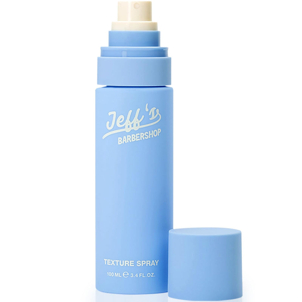 Jeff's Barbershop Sea Salt Texture Spray bottle showcases beachy volume and matte texture.