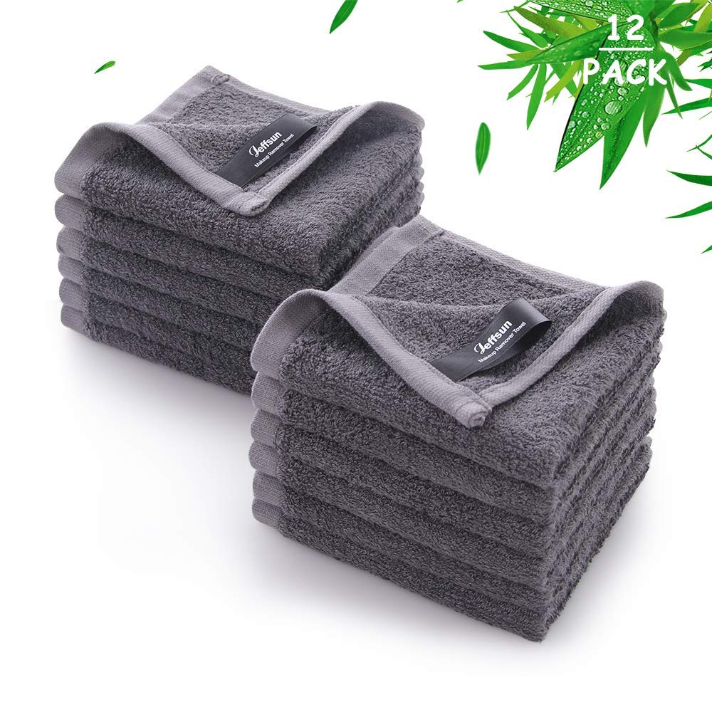JEFFSUN wash cloths 12-pack, ultra-soft for gentle facial cleansing and sensitive skin.