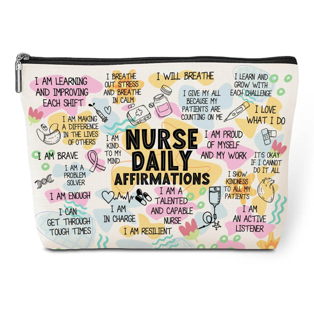 Jeilink Daily Affirmations makeup bag front view for travel and gifts.