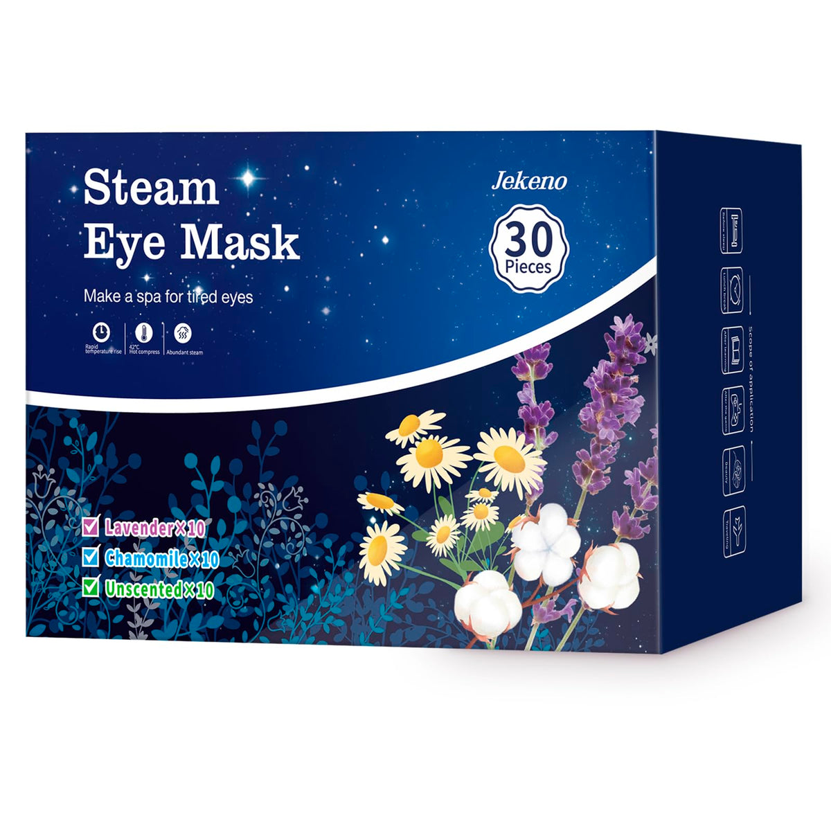 Jekeno mascarilla ojo vapor caliente diseñada para aliviar ojos cansados.