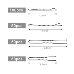 Jelara black wavy 2-4-inch pins provide secure grip for textured styles.