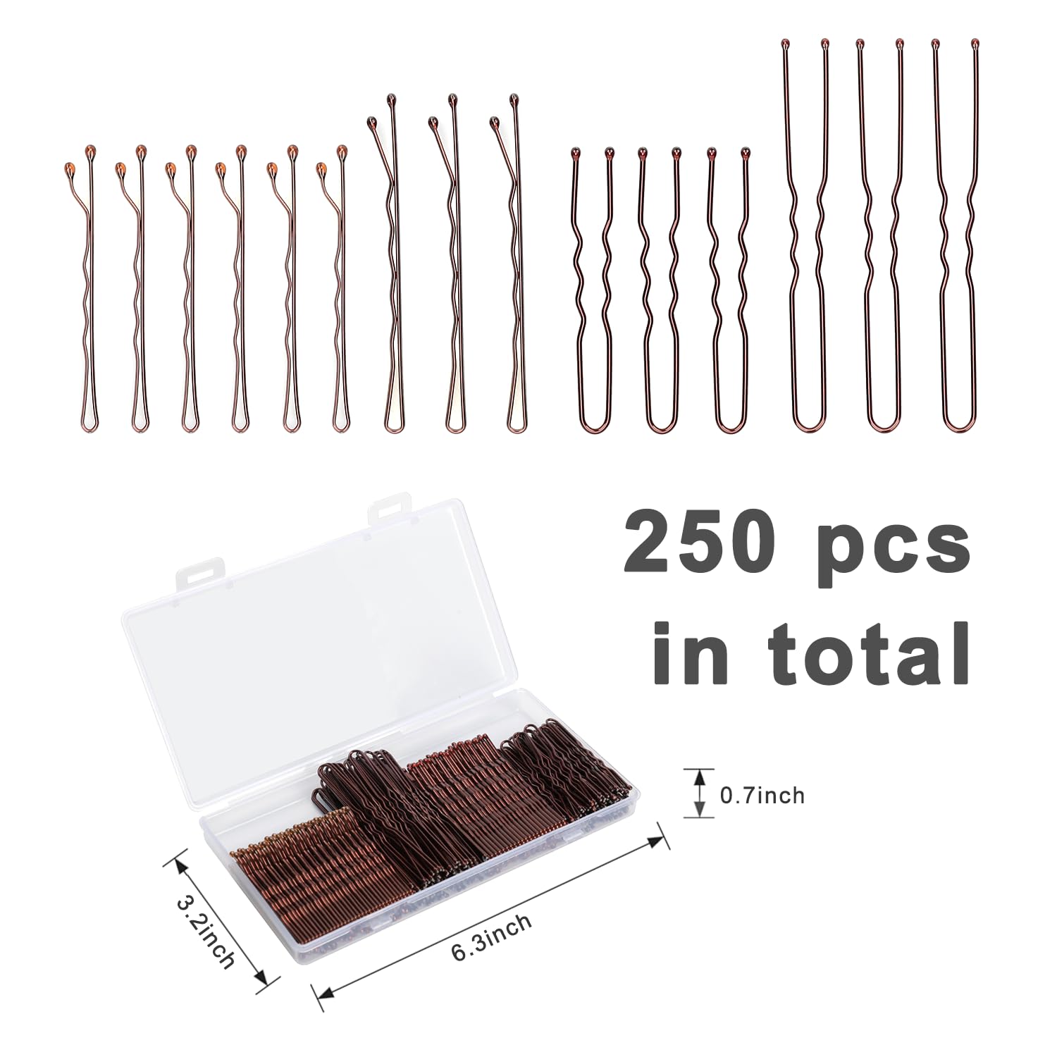 Jelara brown U-shaped bobby pins (2inch) blending with hair for steady hold.