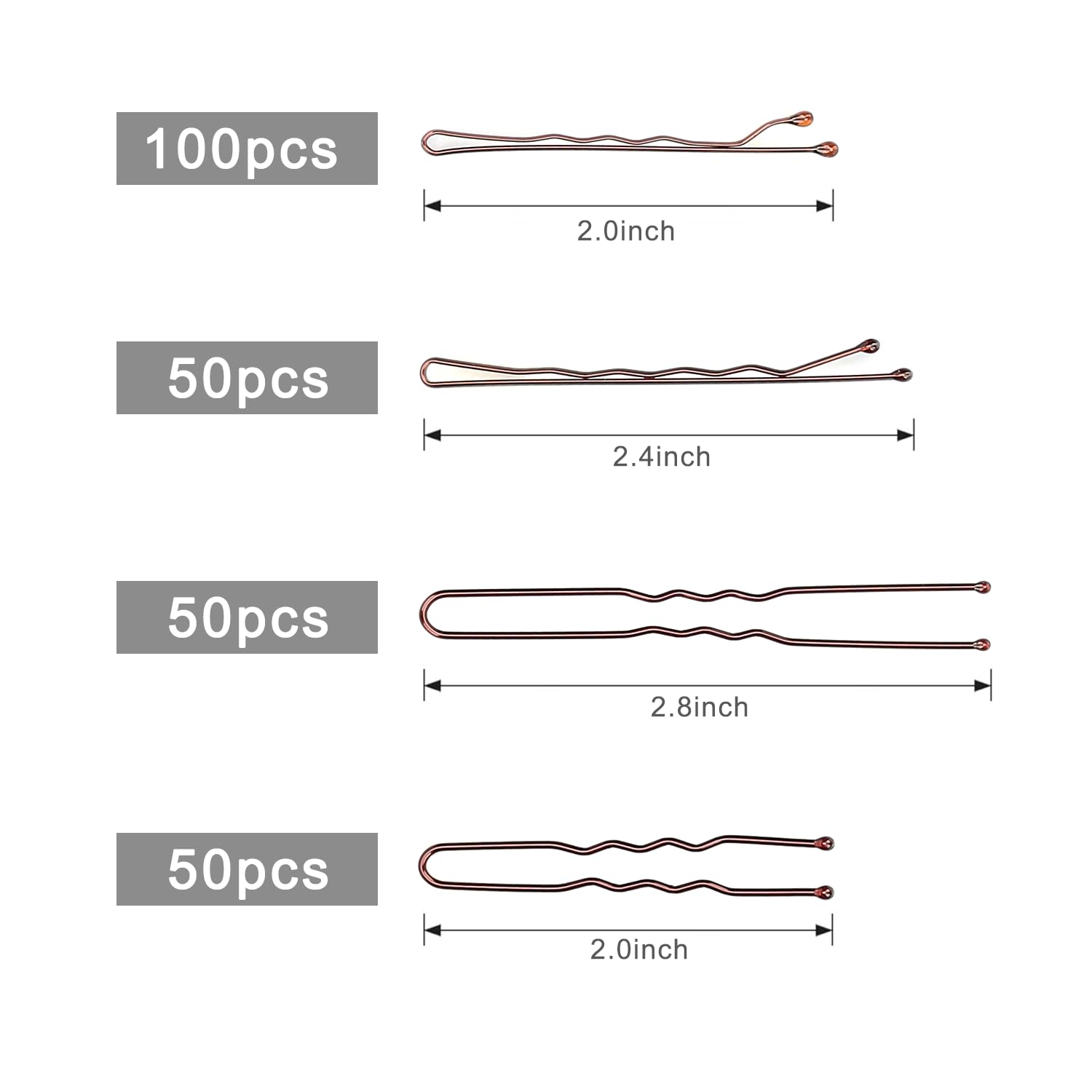 Jelara brown wavy bobby pins (2.4inch) ideal for textured hair styling.
