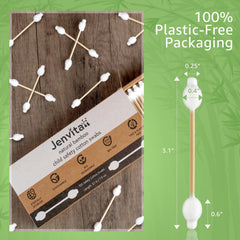 Jenvita plasticless packaging highlighting sustainable, compostable swabs