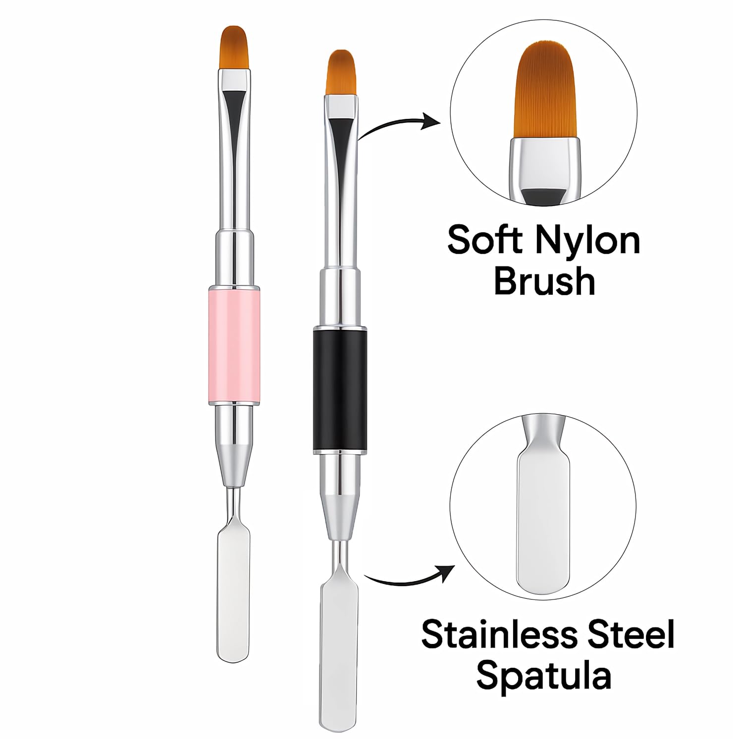 JEONEKID dual-ended brush and spatula in pink for versatile nail sculpting