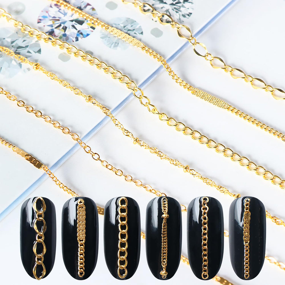 Jerclity cadenas para uñas, diseño punk brillante para looks modernos.