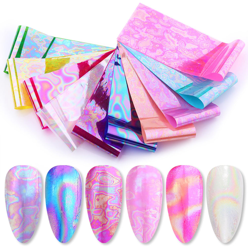 JERCLITY holographic decal transfer stickers kit ideal for chic glittery manicures.