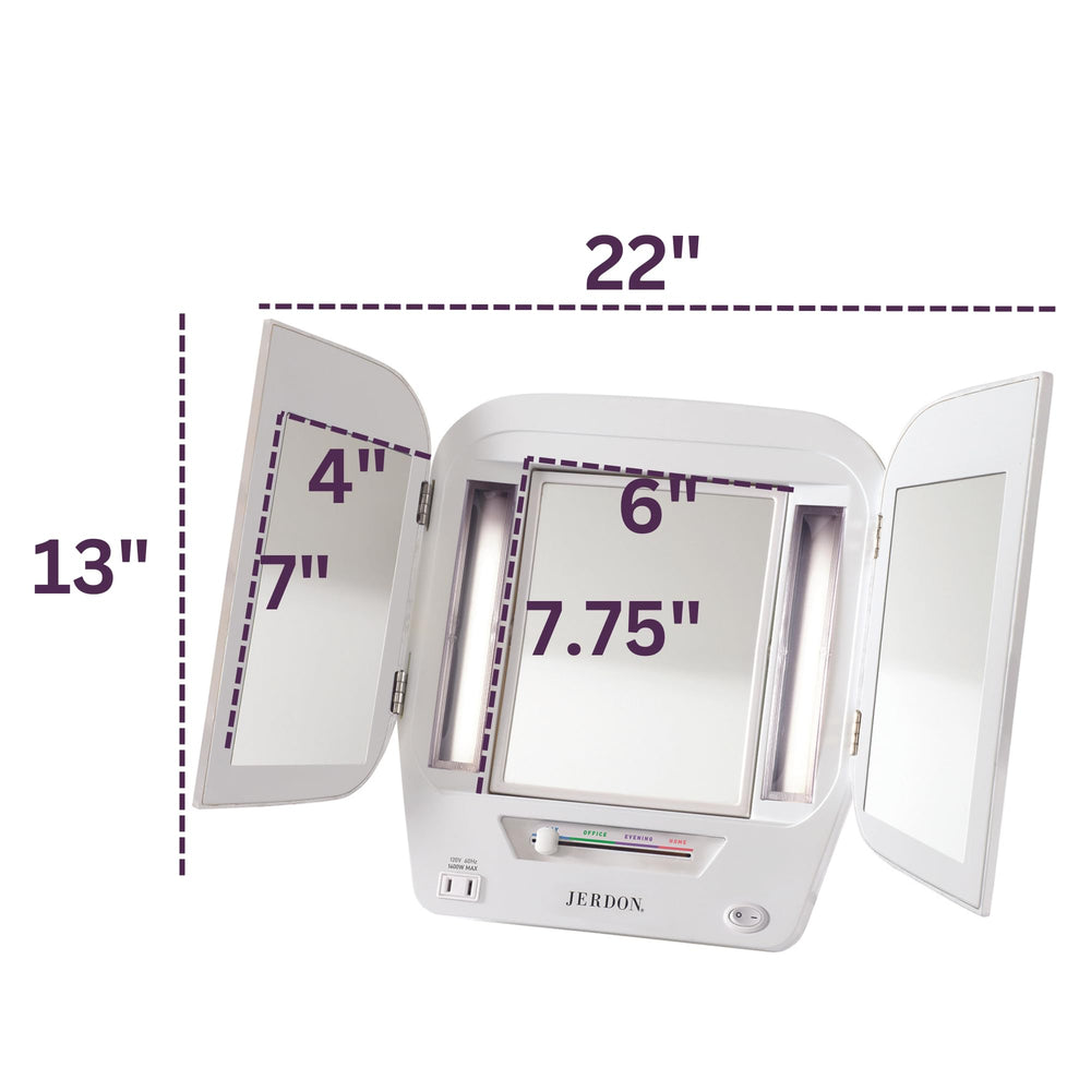 JERDON modern white base complements any vanity or desk setup.
