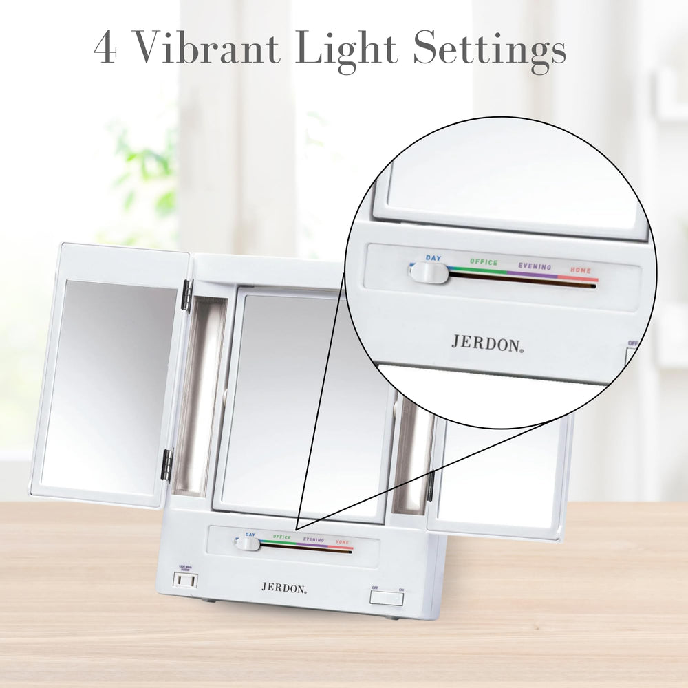 JERDON tri-fold mirror with 5X magnification for detailed grooming