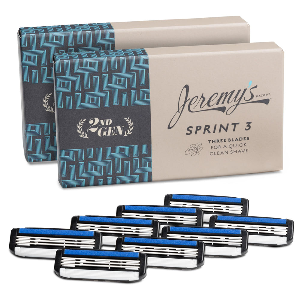 Jeremy's Sprint3 eight-pack razor blade refills for a close shave