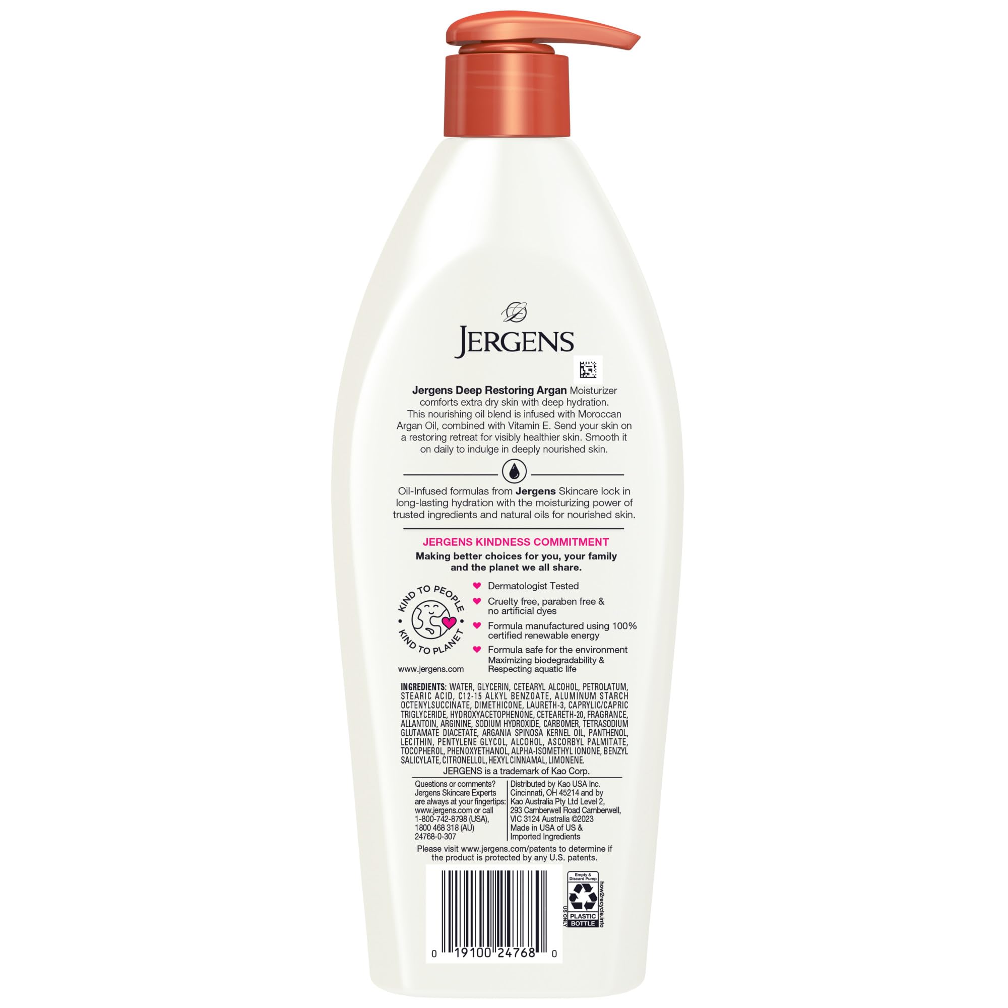 Jergens argan oil moisturizer packaging shows fresh scent.