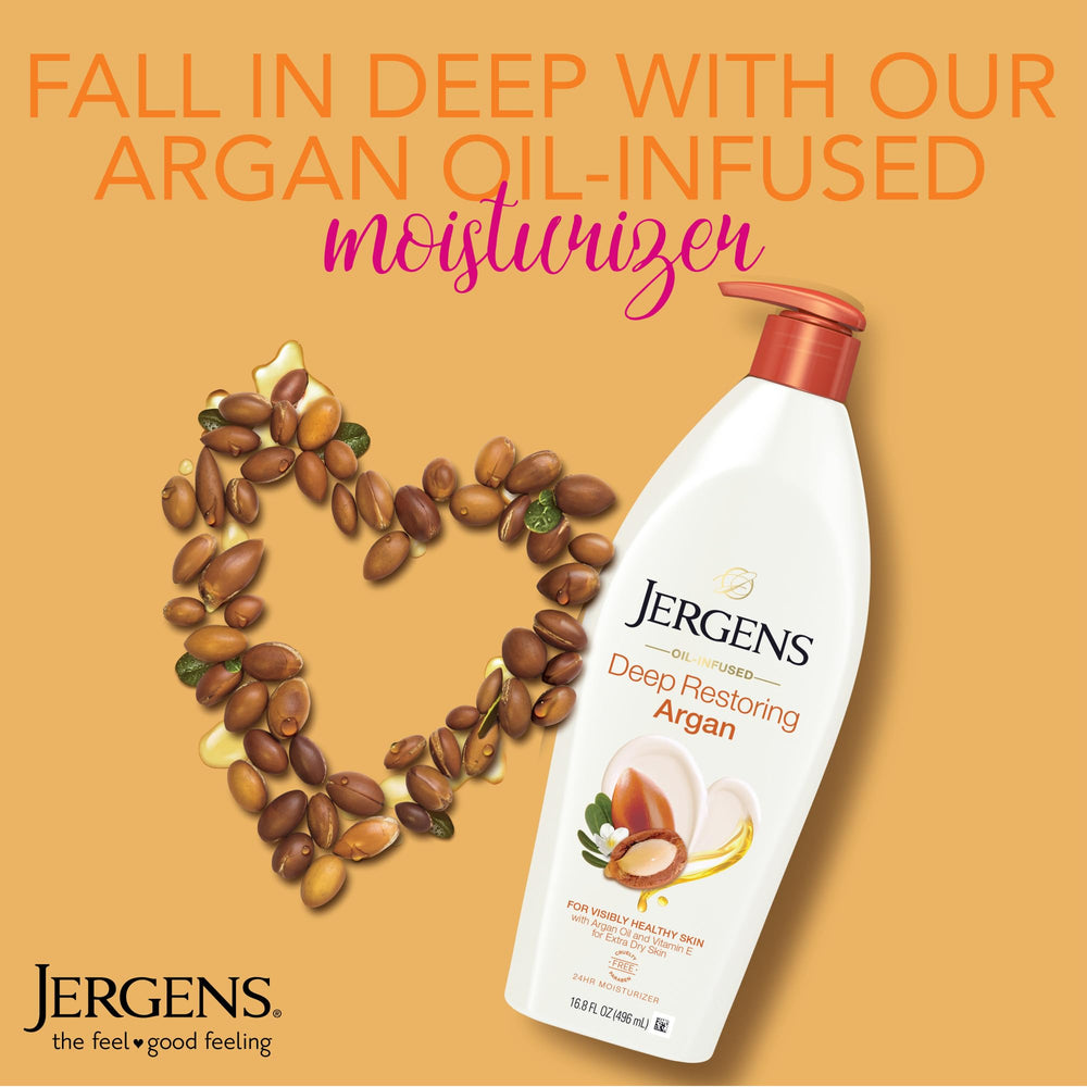 Jergens argan oil moisturizer hands demonstrate soft, hydrated skin.