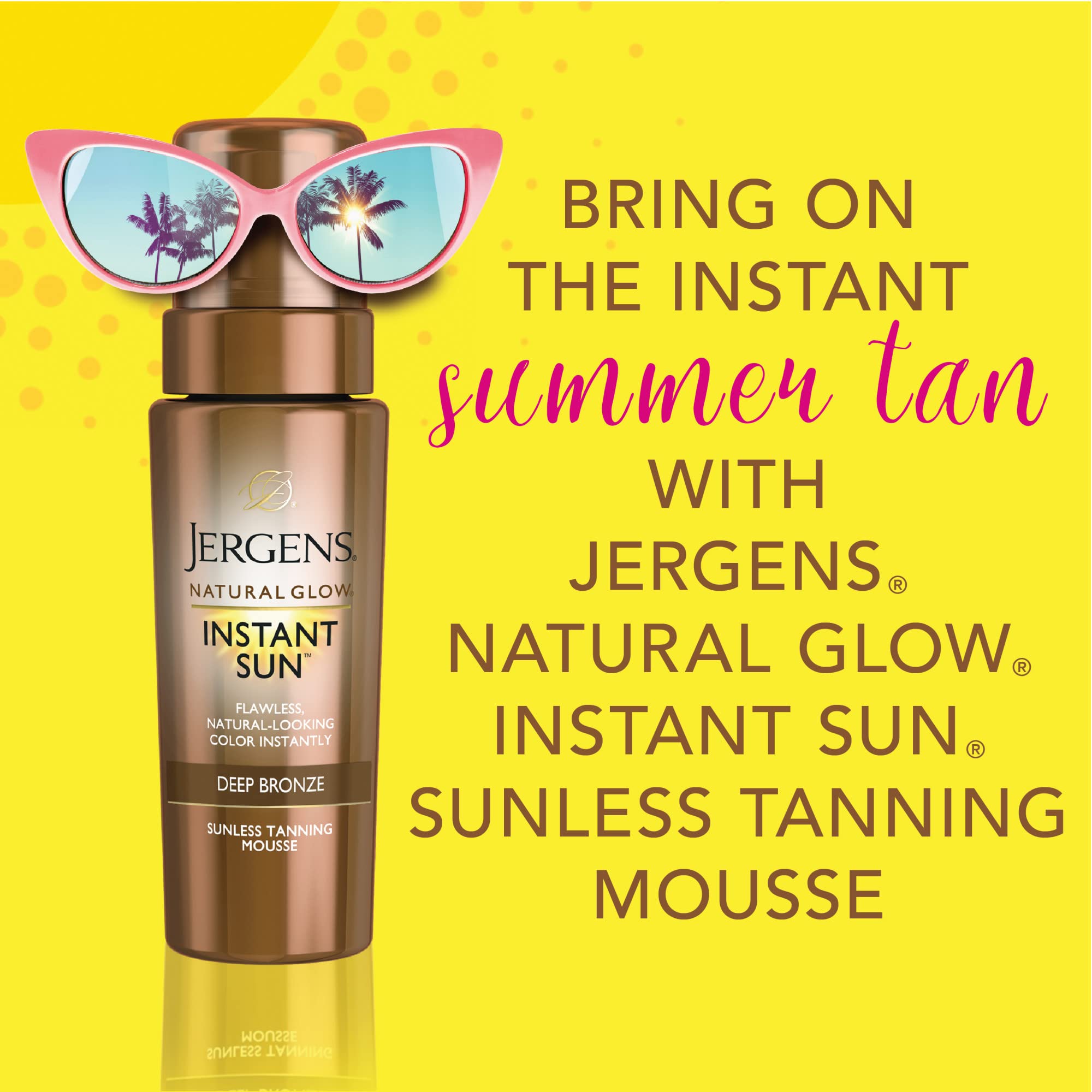 Jergens Natural Glow Mousse: secado rápido en 60 segundos para retoques inmediatos.